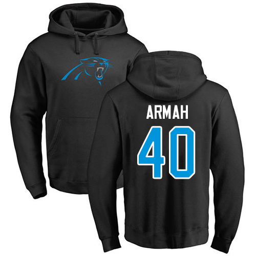 Carolina Panthers Men Black Alex Armah Name and Number Logo NFL Football 40 Pullover Hoodie Sweatshirts